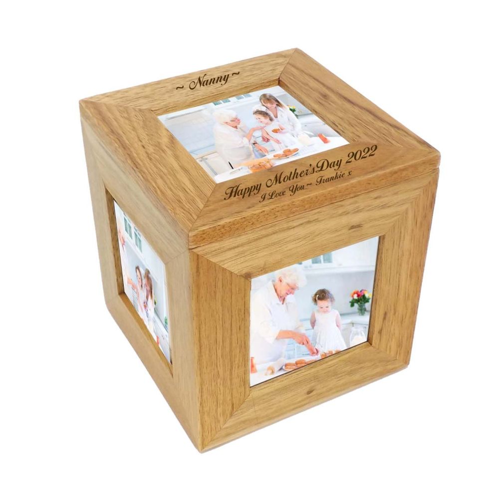 Oak Wood Photo Cube - A Beautiful Personalised Gift For Her| Great for Moth