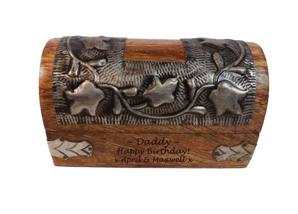 Silver Leaf Wood Box Small