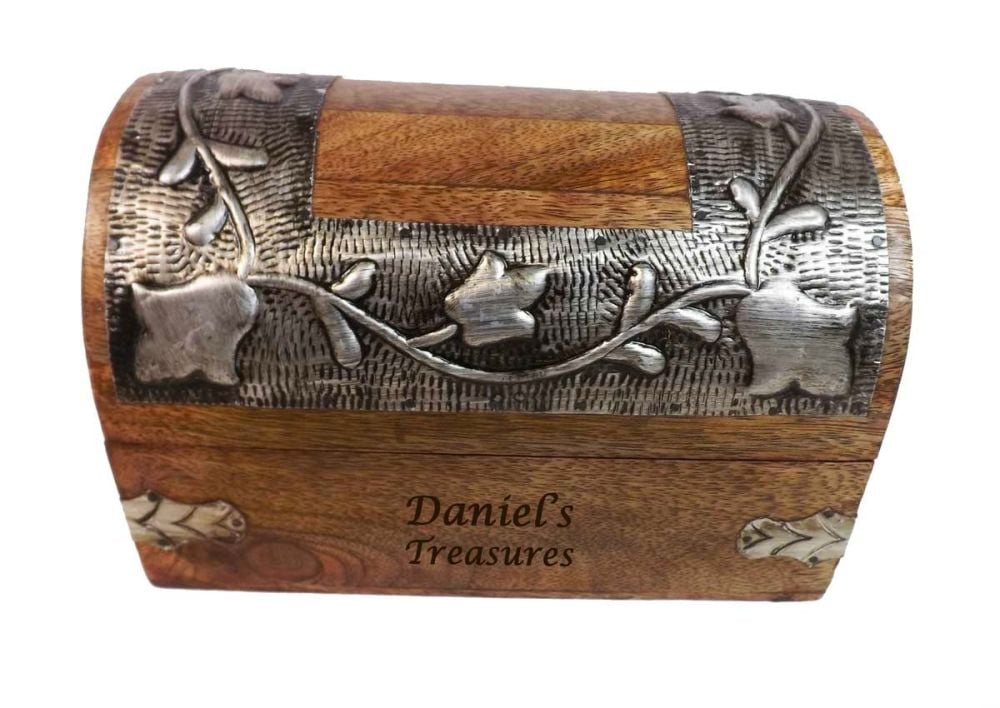 Silver Leaf Wood Box Medium