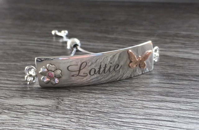Naming bracelet with butterfly