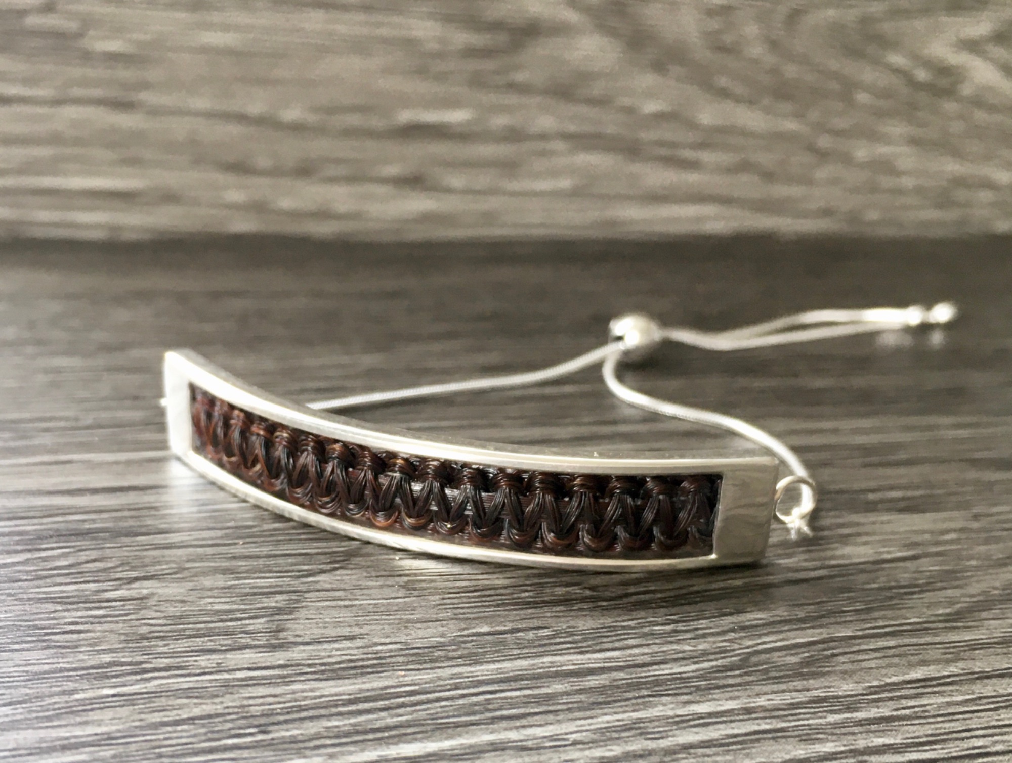 Sterling silver and braided horsehair bracelet