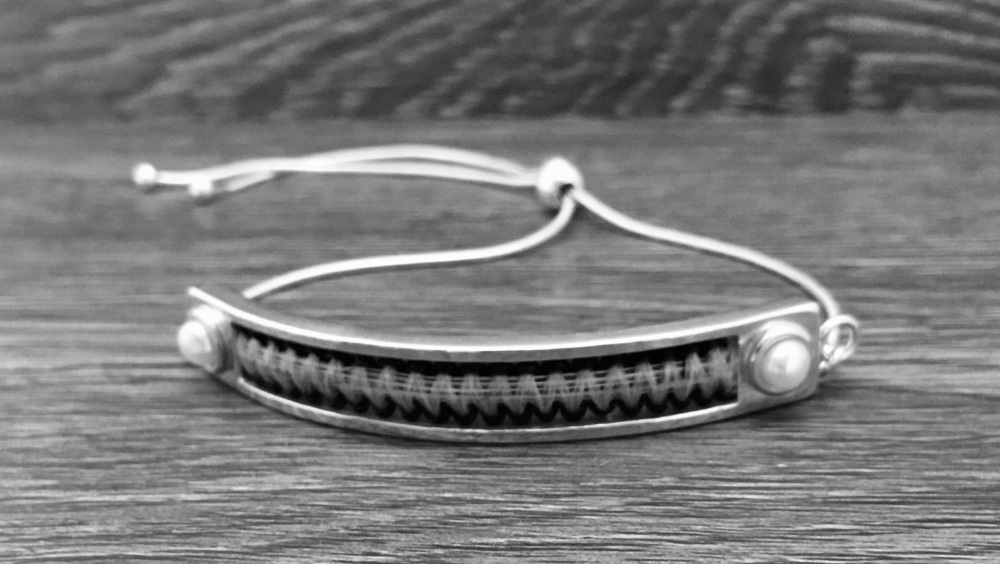 Silver gold pearl horsehair bracelet