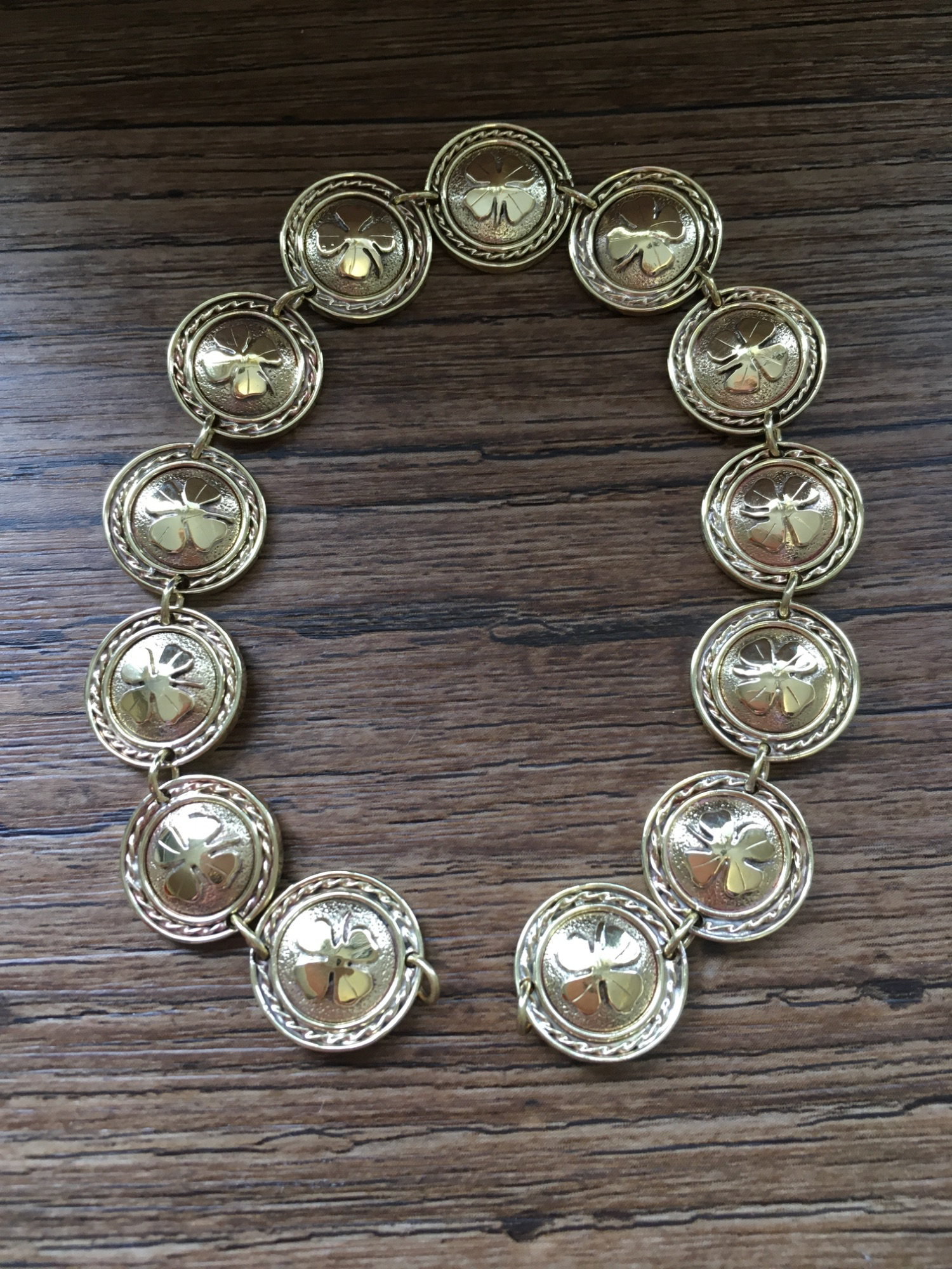 Brass shamrock chain harness ornaments
