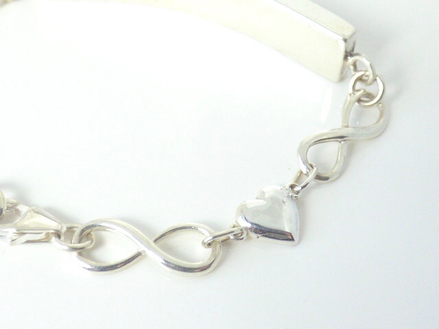 Silver heart and infinity chain horsehair bracelet