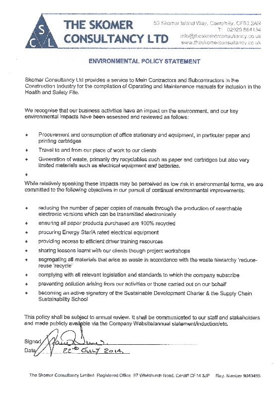 environmental policy statementsigned environmental policy statementsigned