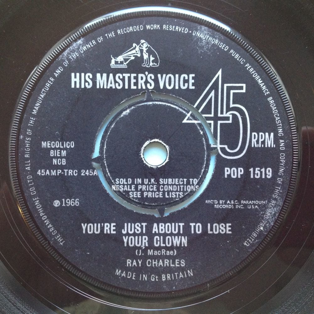 Ray Charles - You're just about to lose your clown - UK HMV - Ex
