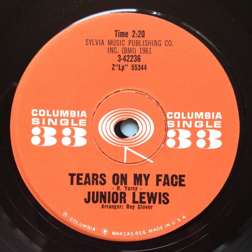 Junior Lewis - Tears on my face - Columbia 33rpm 7