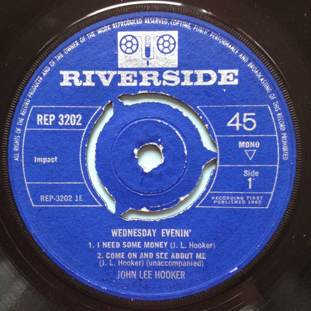 John Lee Hooker - I need some money / No more doggin' + 2  EP with pic slv - U.K. Riverside - VG+