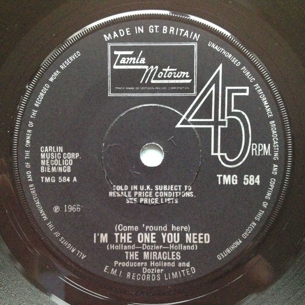 Miracles - (Come round here) I'm the one you need / Save me - U.K. Tamla Mo