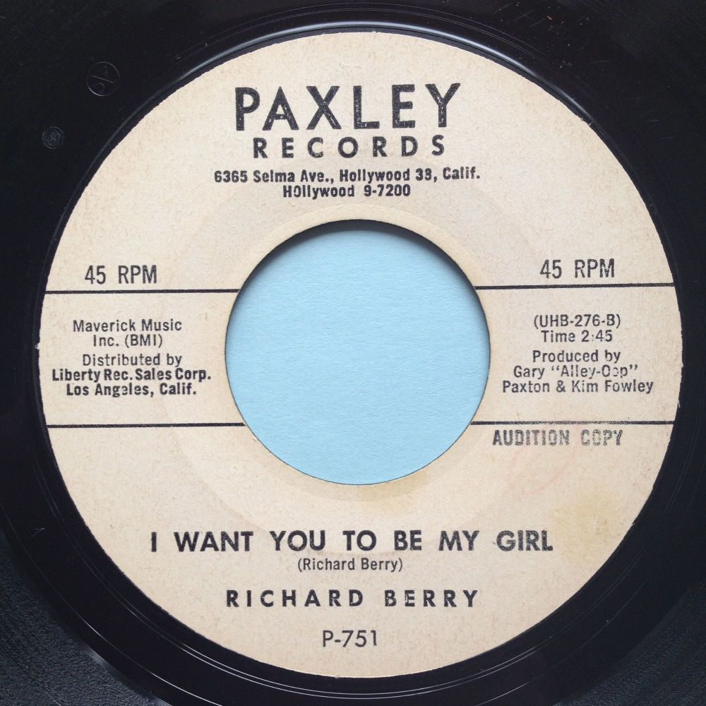 Richard Berry - I want you to be my girl - Paxley promo - Ex-