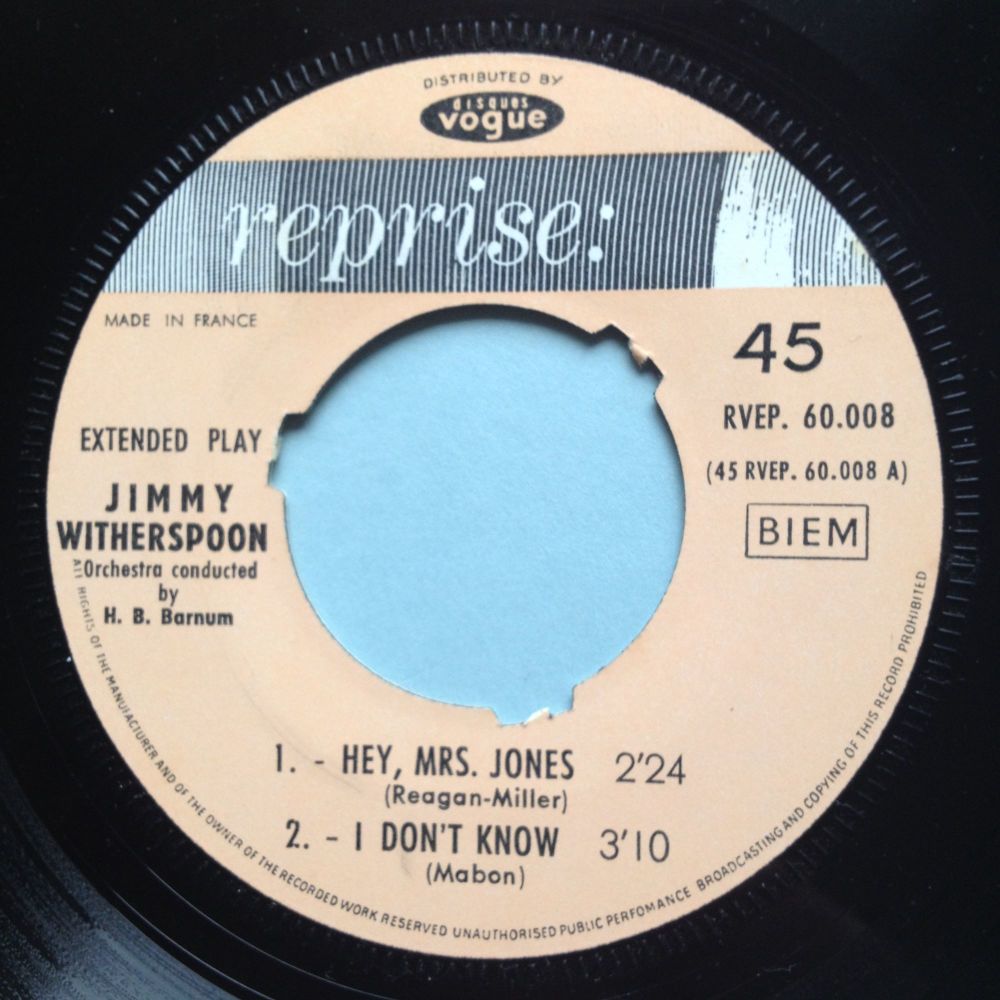 Jimmy Witherspoon - Hey Mrs. Jones E.P. - Reprise (French inc pic sleeve) - VG+ (noc)