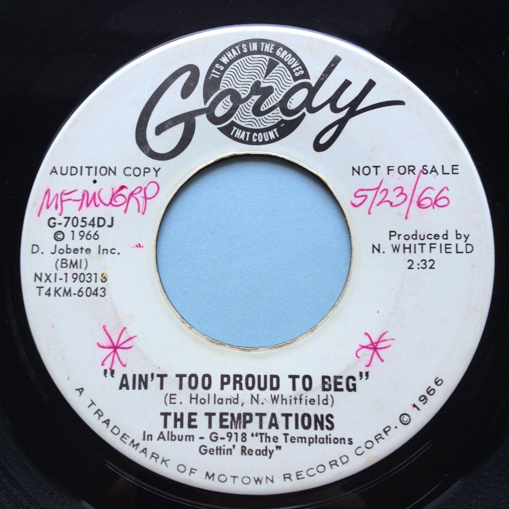 Temptations - Ain't too proud to beg - Gordy promo - Ex (wol stkr - residue