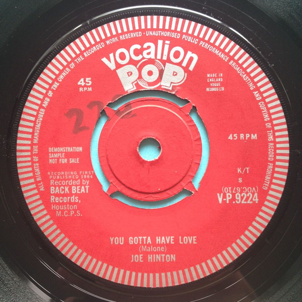 Joe Hinton - You gotta have love - UK Vocalion demo - Ex