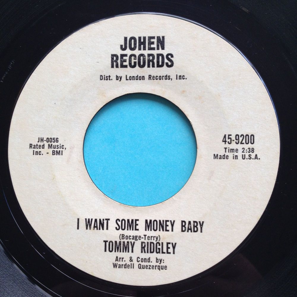 Tommy Ridgley - I want some money baby - Johen promo - VG+