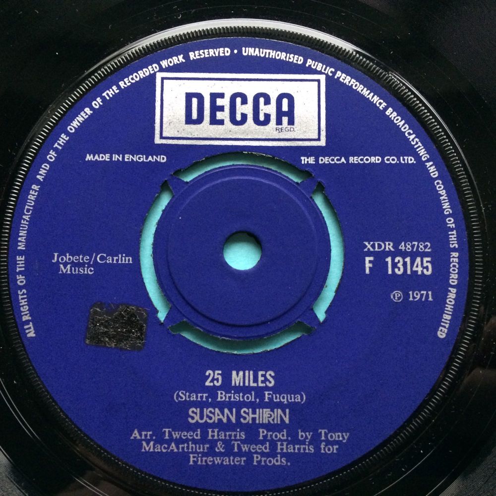 Susan Shrifrin - 25 miles - UK Decca - Ex