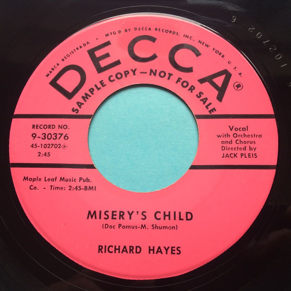Richard Hayes - Misery's Child - Decca promo - Ex-