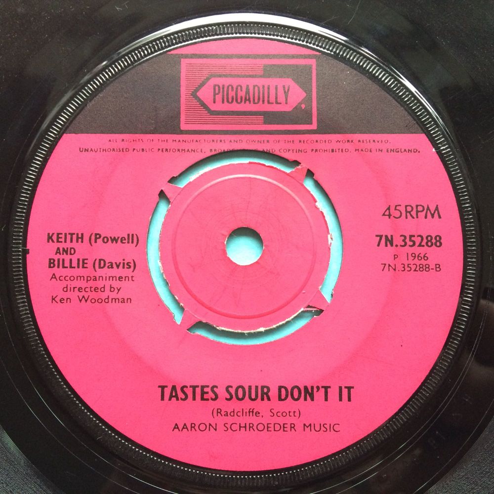 Keith Powell and Billie Davies - Taste sour don't it b/w When you move you lose - U.K. Piccadilly - VG+