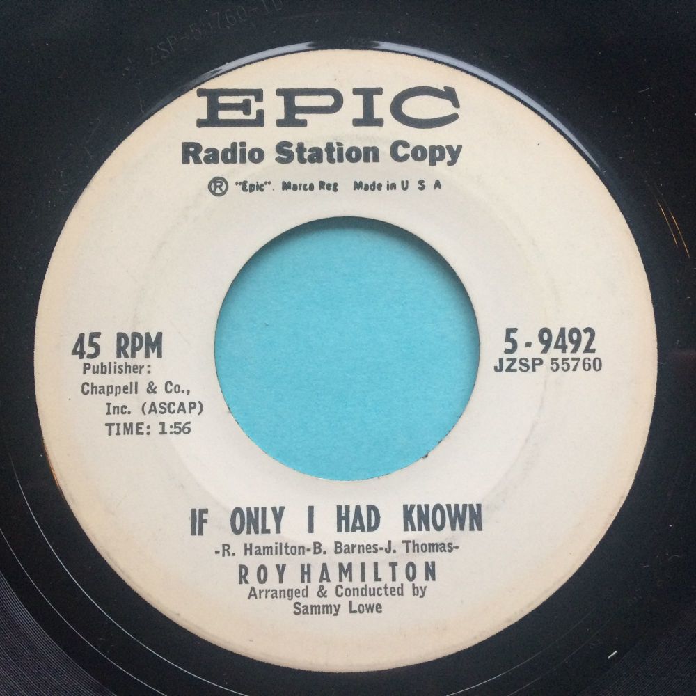 Roy Hamilton - If only I had known b/w Don't come cryin' to me - Epic promo - Ex
