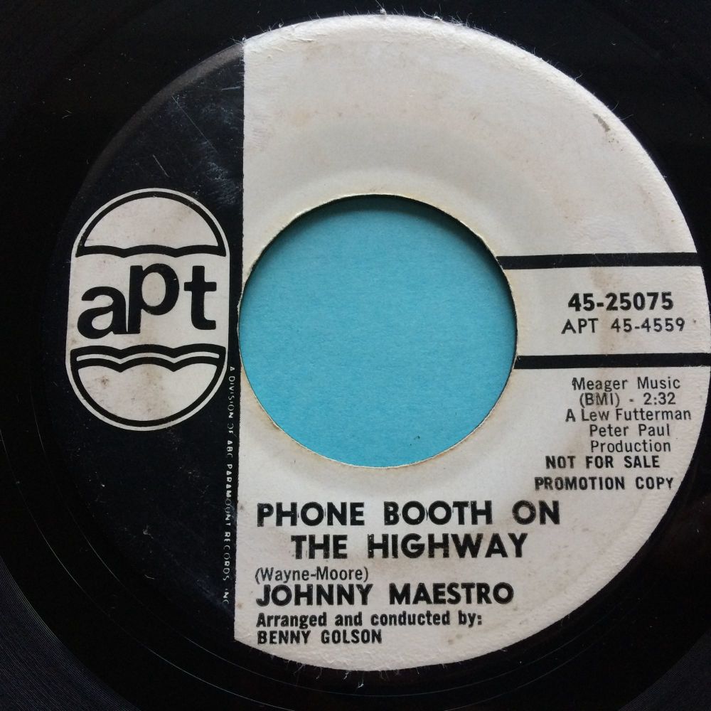 Johnny Maestro - Phone booth on the highway b/w She's all mine alone - APT promo - VG- (but plays strong VG+)