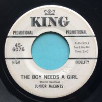 Junior McCants - The boy needs a girl b/w Help my love - King promo - VG+