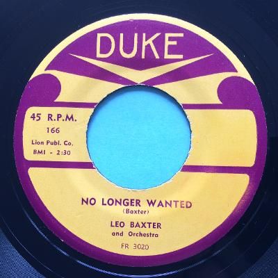 Leo Baxter - No longer wanted b/w  No nights without you - Duke - Ex