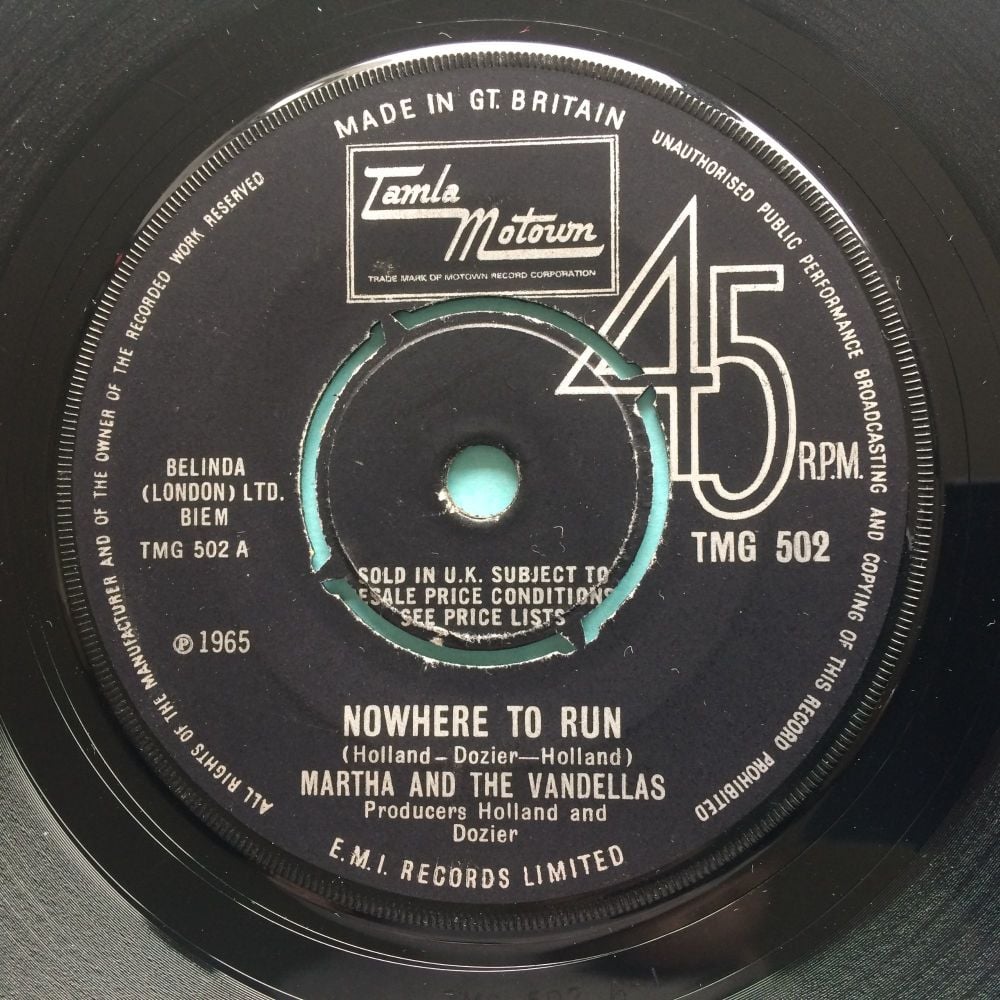 Martha and the Vandellas  - Nowhere to run - Tamla Motown 502 - VG+ (small label tear on flip)