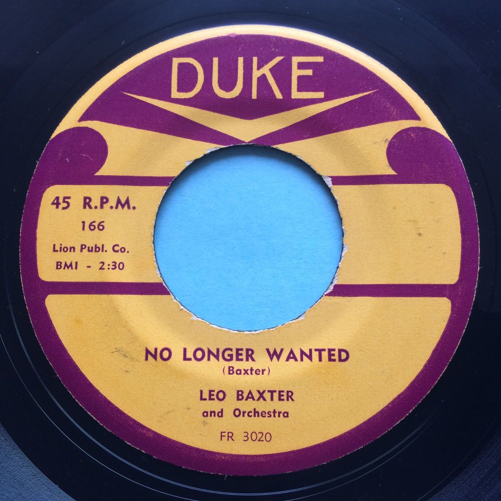 Leo Baxter - No longer wanted b/w  No nights without you - Duke - Ex-