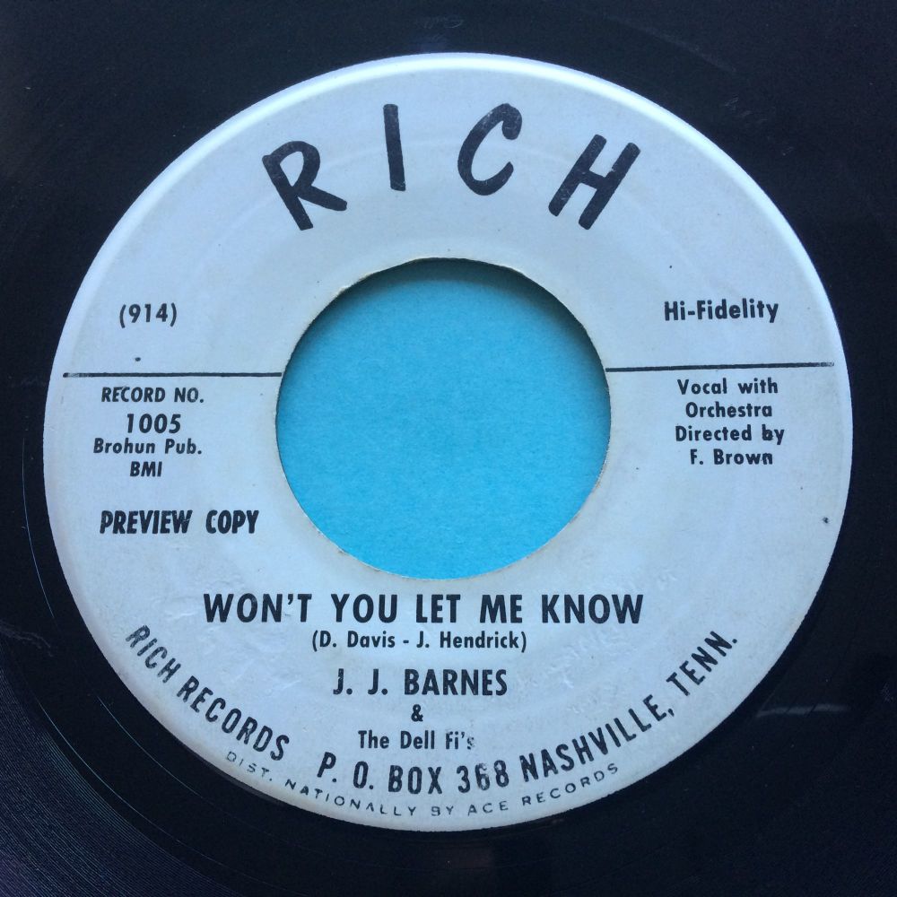 J J Barnes - Won't you let me know - Rich promo - VG+
