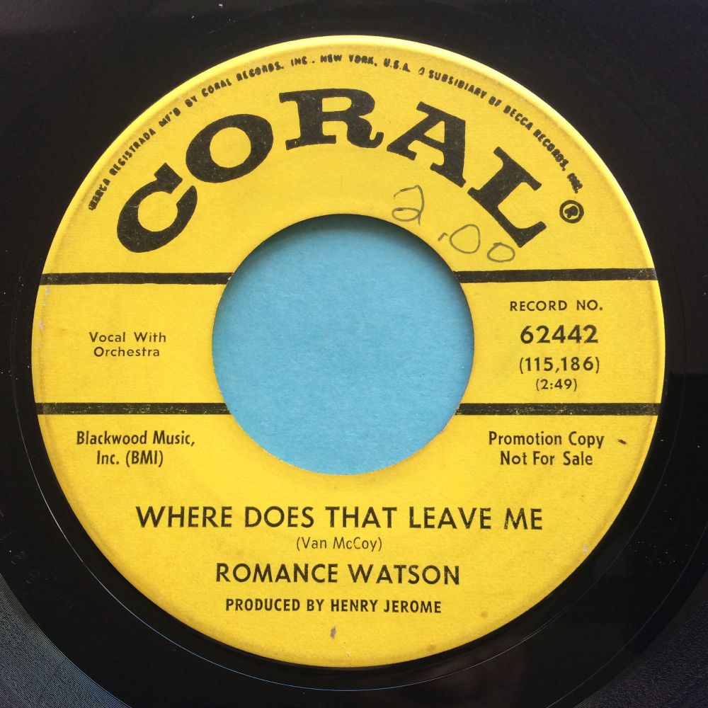Romance Watson - Where does that leave me - Coral promo - VG+
