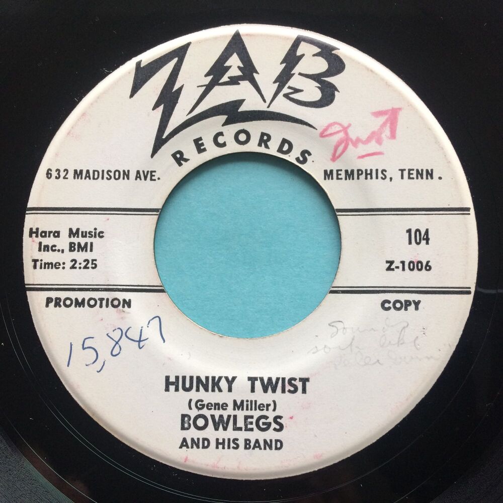 Bowlegs and his band - Hunky Twist b/w Bowleg Twist - Zab promo - VG+