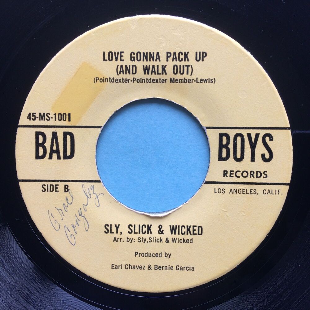 Sly, Slick & Wicked - Love's gonna pack up b/w Confessin' a feeling -  - Bad Boys - VG+ (stkr stains, swol)