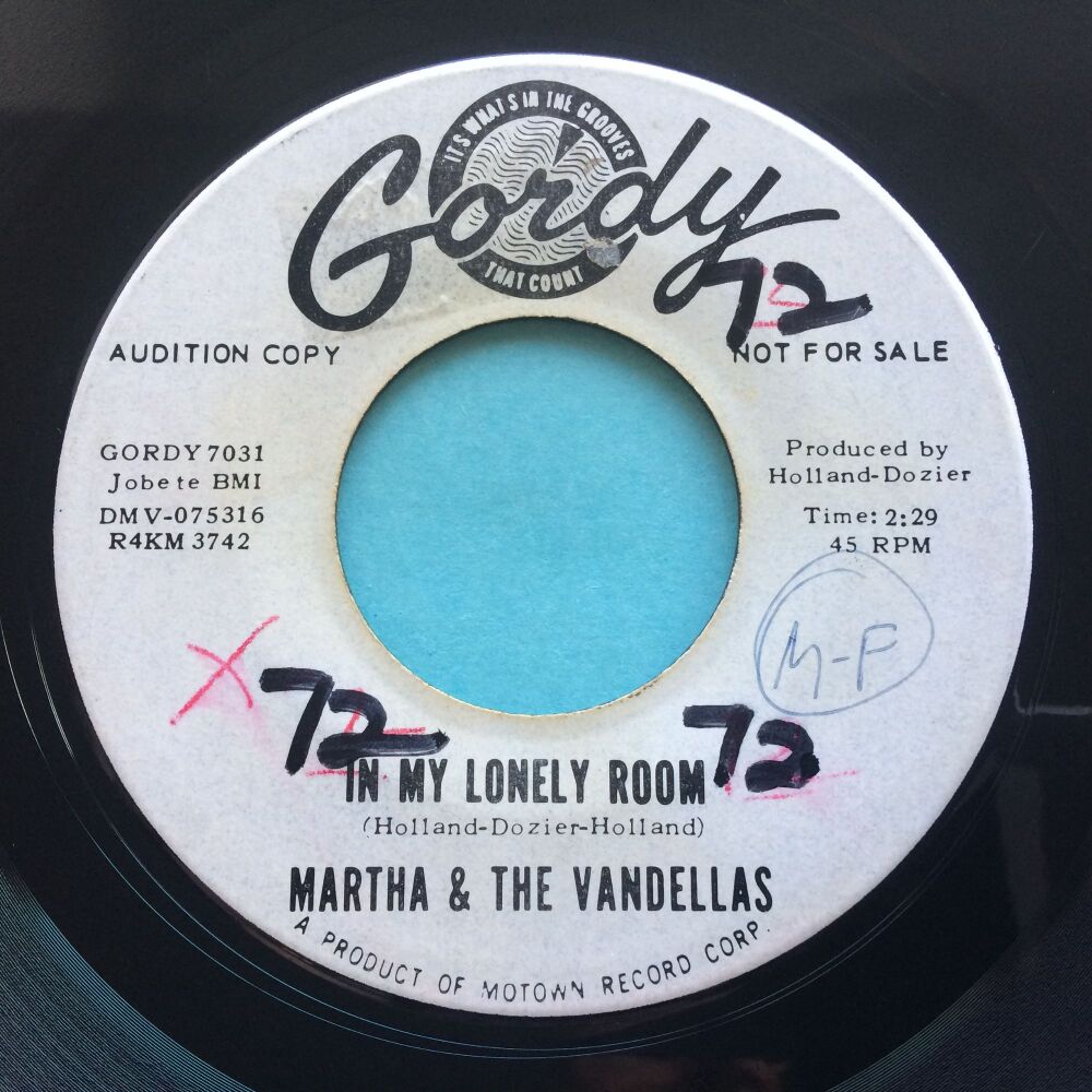 Martha & The Vandellas - In my lonely room b/w A tear for the girl - Gordy promo (wol) - Ex-