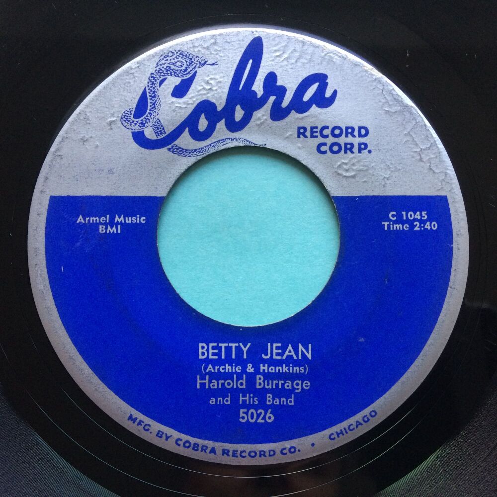 Harold Burrage - Betty Jean b/w I cry for you - Cobra - VG+