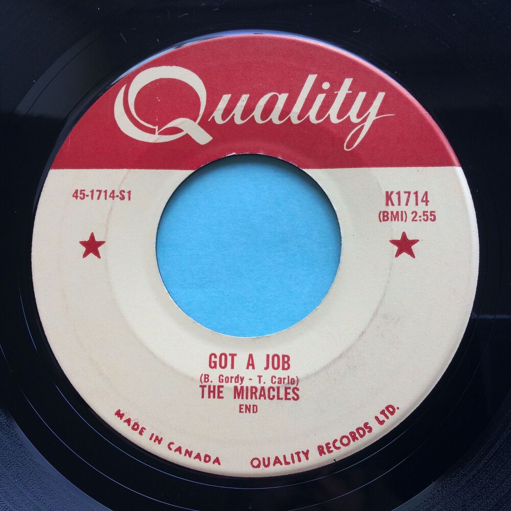 Miracles - Got a job b/w My mama done told me - Quality (Canadian) - Ex