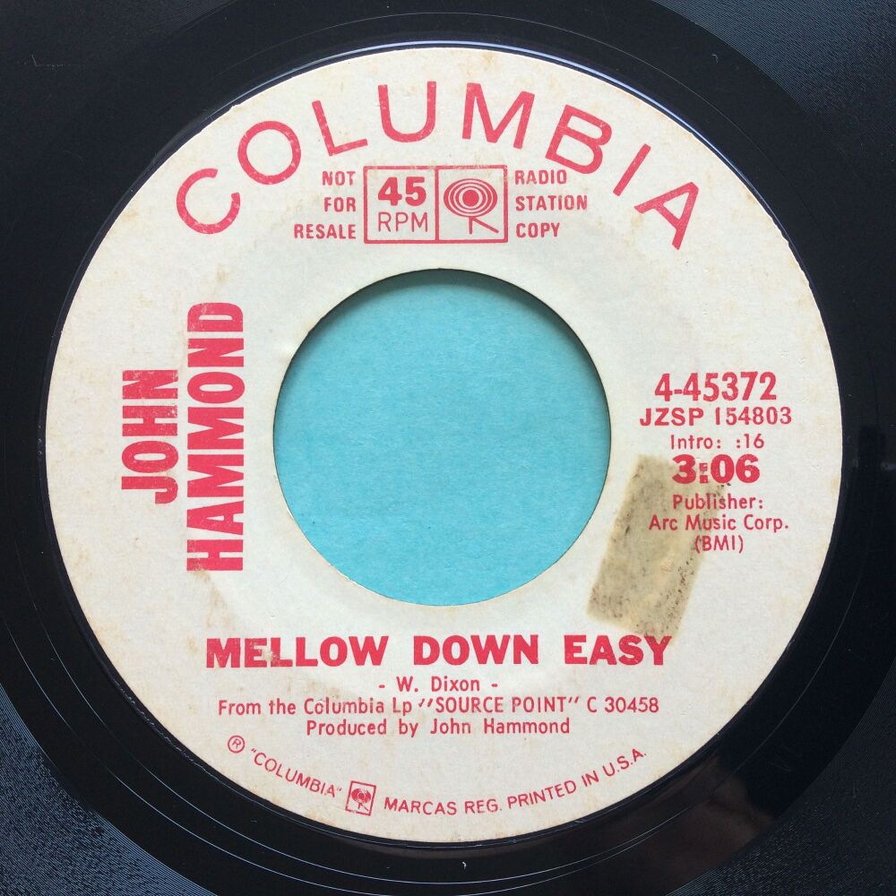 John Hammond - Mellow down easy - Columbia promo - VG+