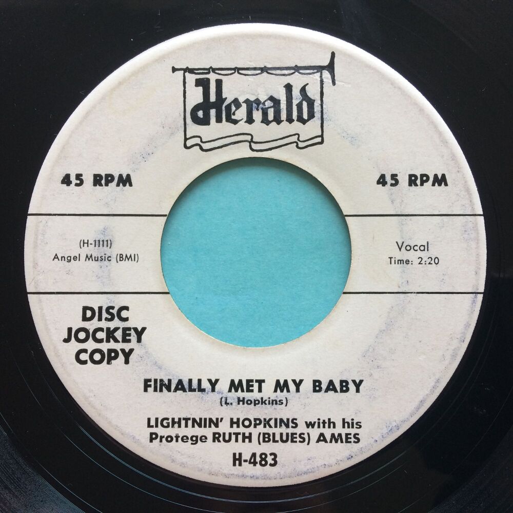 Lightnin Hopkins with Ruth Ames - Finally met my baby - Herald promo - VG+