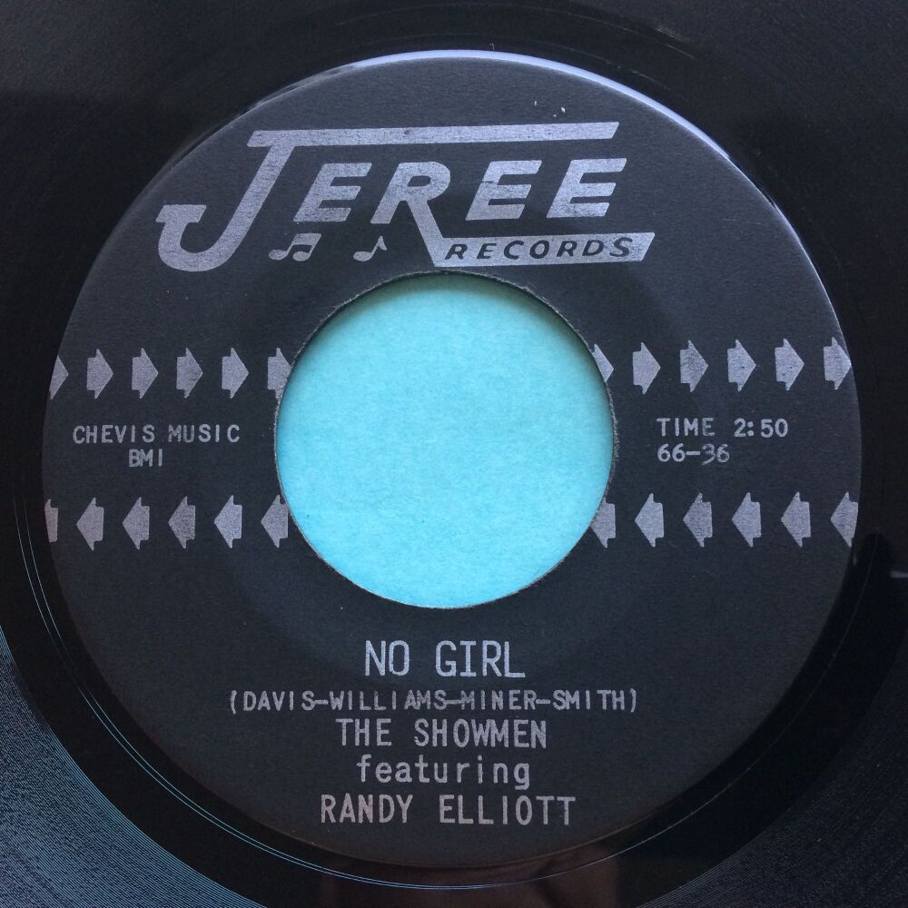 Showmen featuring Randy Elliott - No girl b/w I'll be gone tomorrow - Jeree - VG+