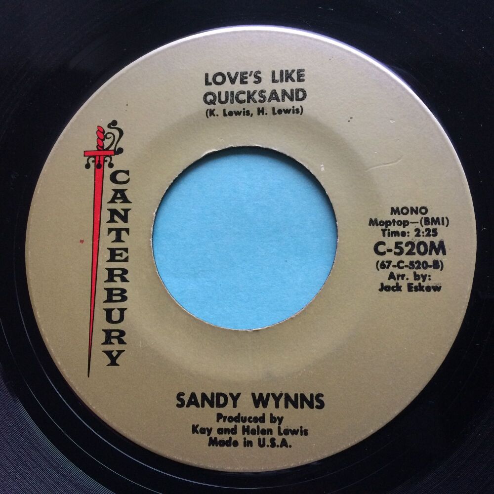 Sandy Wynns - Love's like quicksand b/w how can something be so wrong - Canterbury - VG+