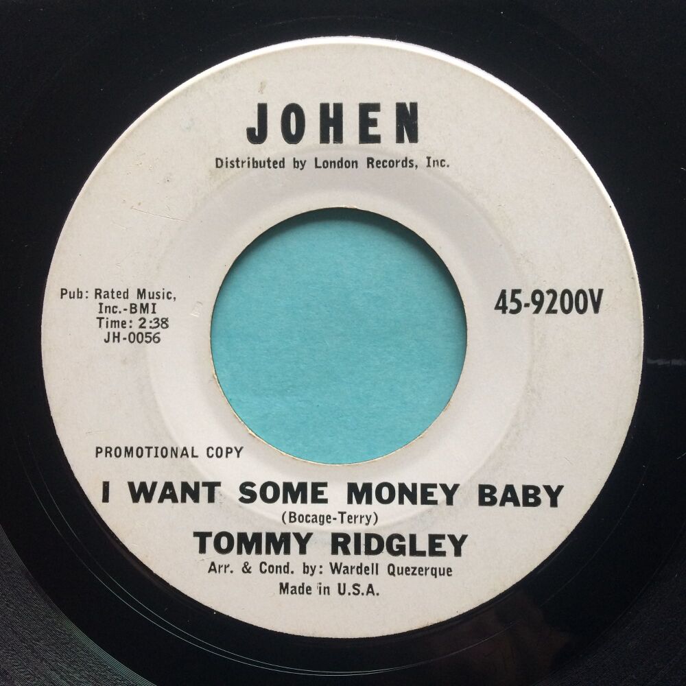 Tommy Ridgley - I want some money baby - Johen promo - VG+