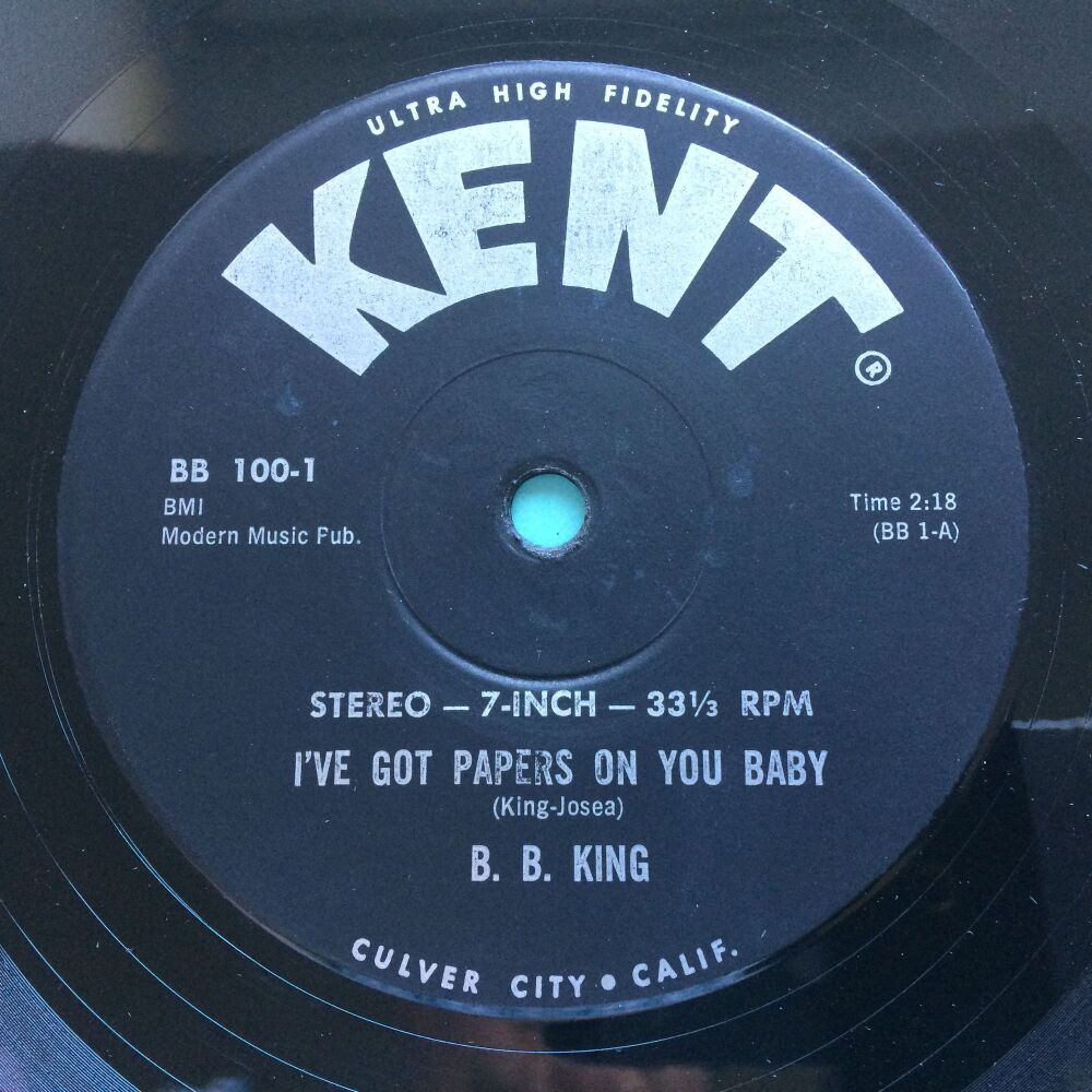 B.B. King - I've got papers on you baby - Kent ( 33rpm 7" ) - Ex-