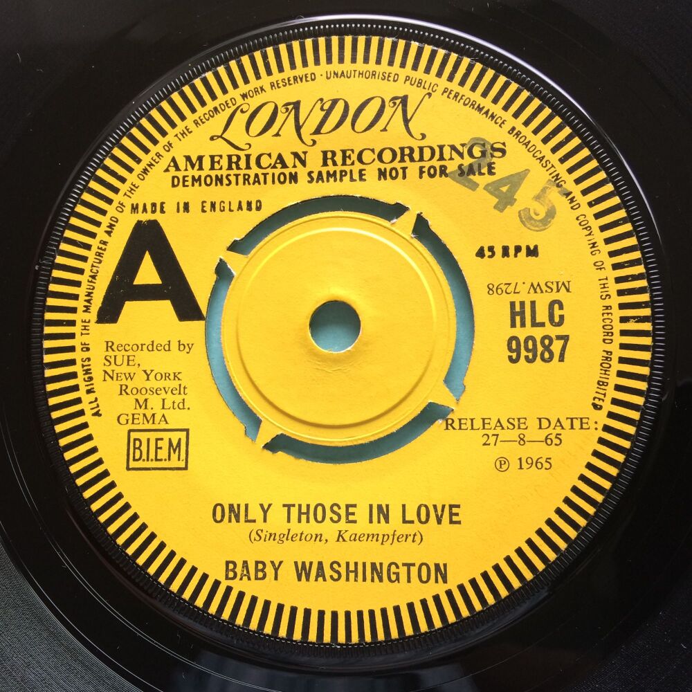Baby Washington - Only those in love b/w The ballad of Bobby Dawn - U.K. London demo - Ex