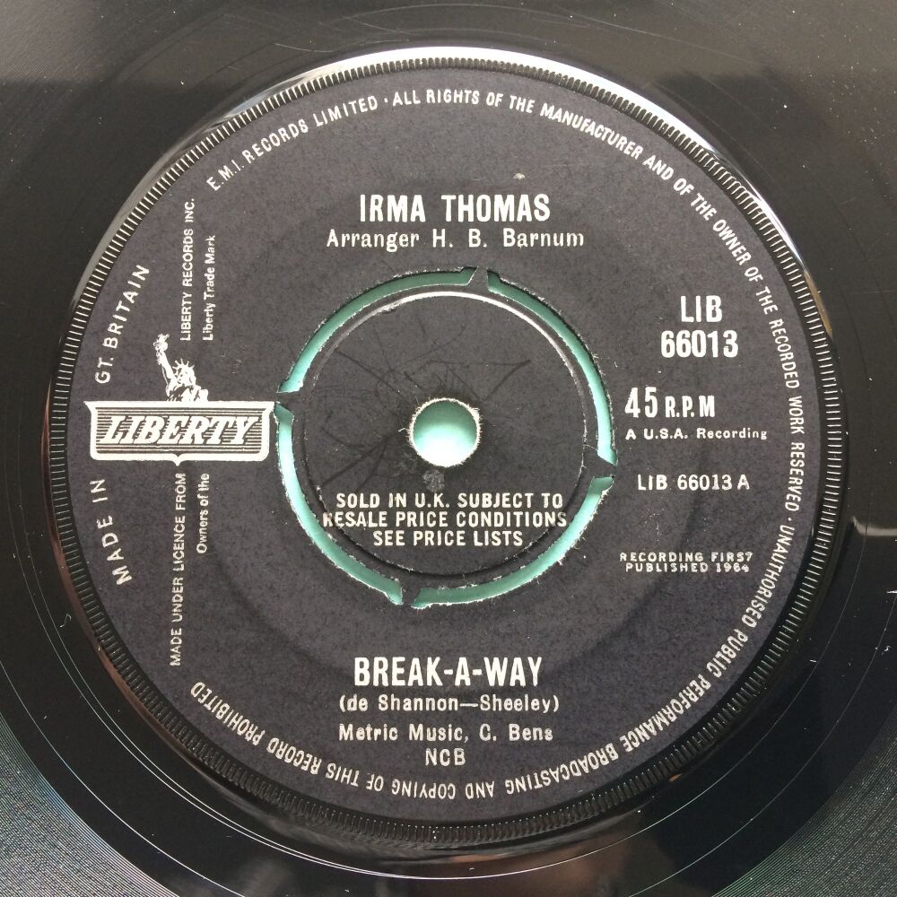 Irma Thomas - Break-a-way b/w Wish someone would care - UK Liberty - Ex-