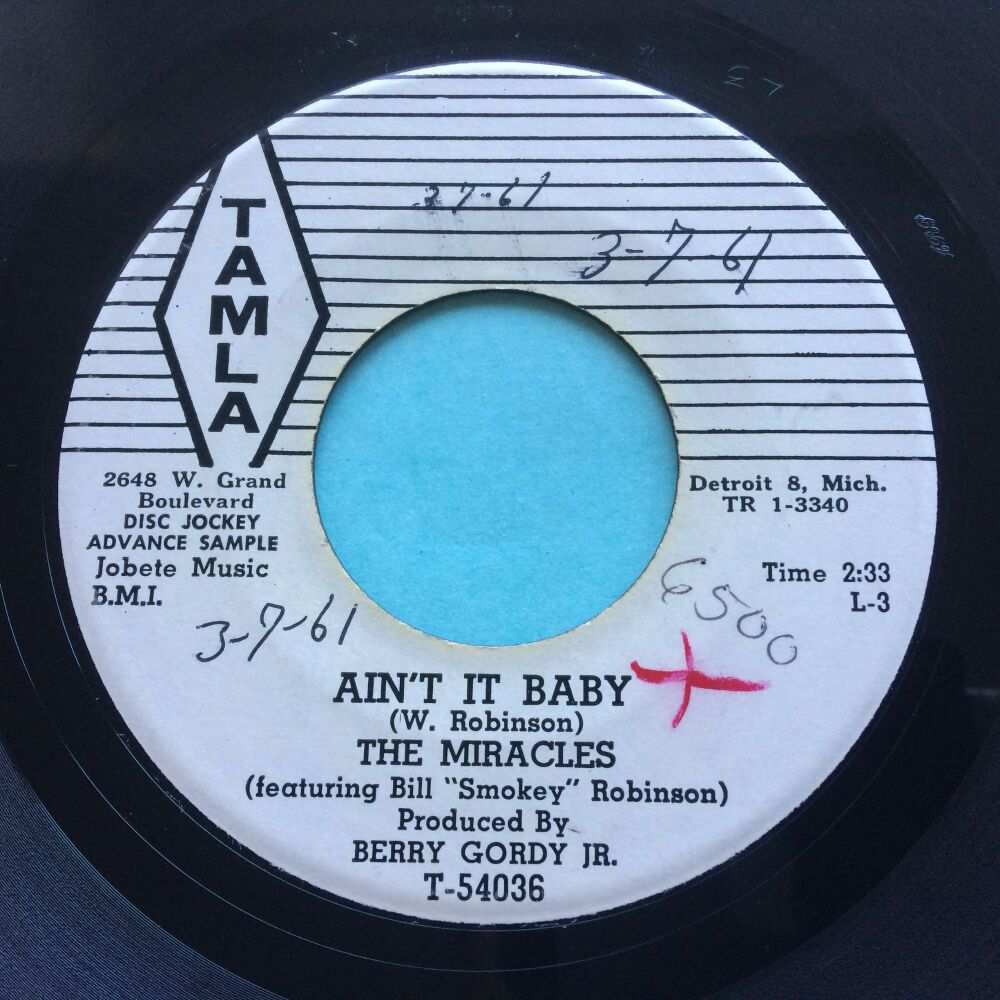 Miracles - Ain't it baby b/w The only one I love - Tamla promo - VG+