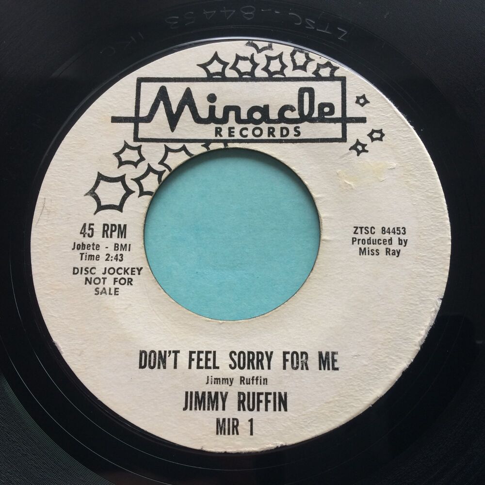 Jimmy Ruffin - Don't feel sorry for me - Miracle promo - VG plays VG+