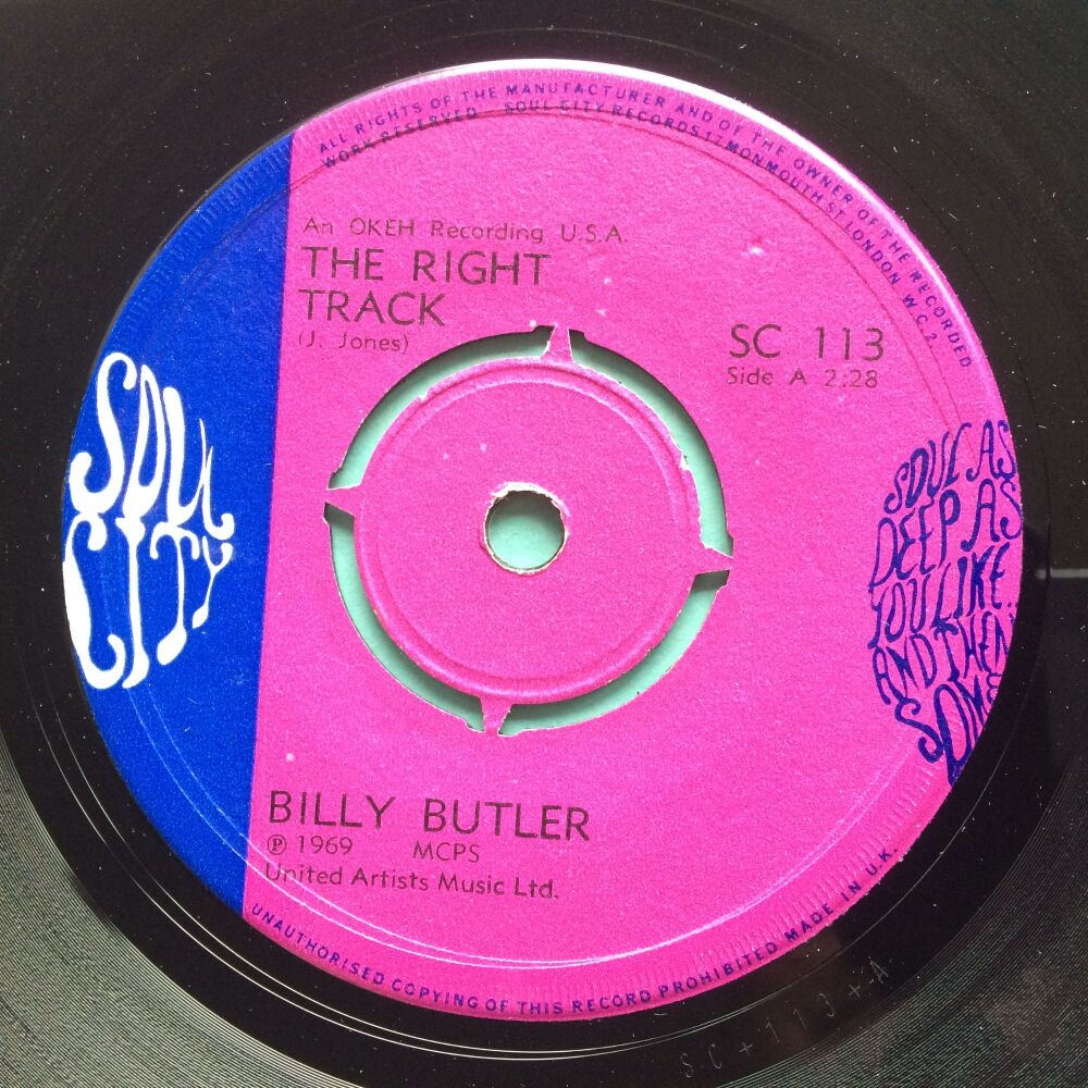 Billy Butler - The Right Track b/w the Boston Monkey - U.K. Soul City - VG+