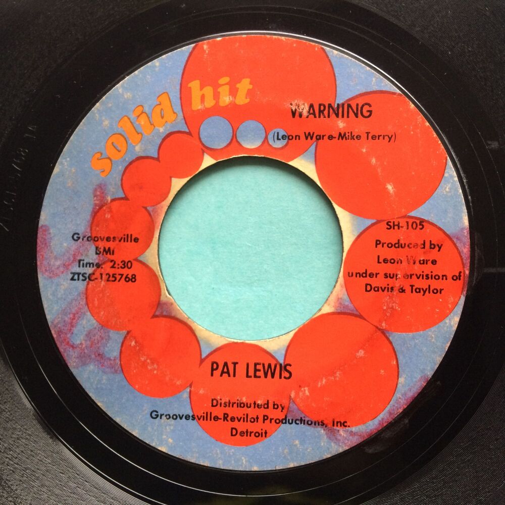 Pat Lewis - Warning b/w I'll Wait - Solid Hit - VG+
