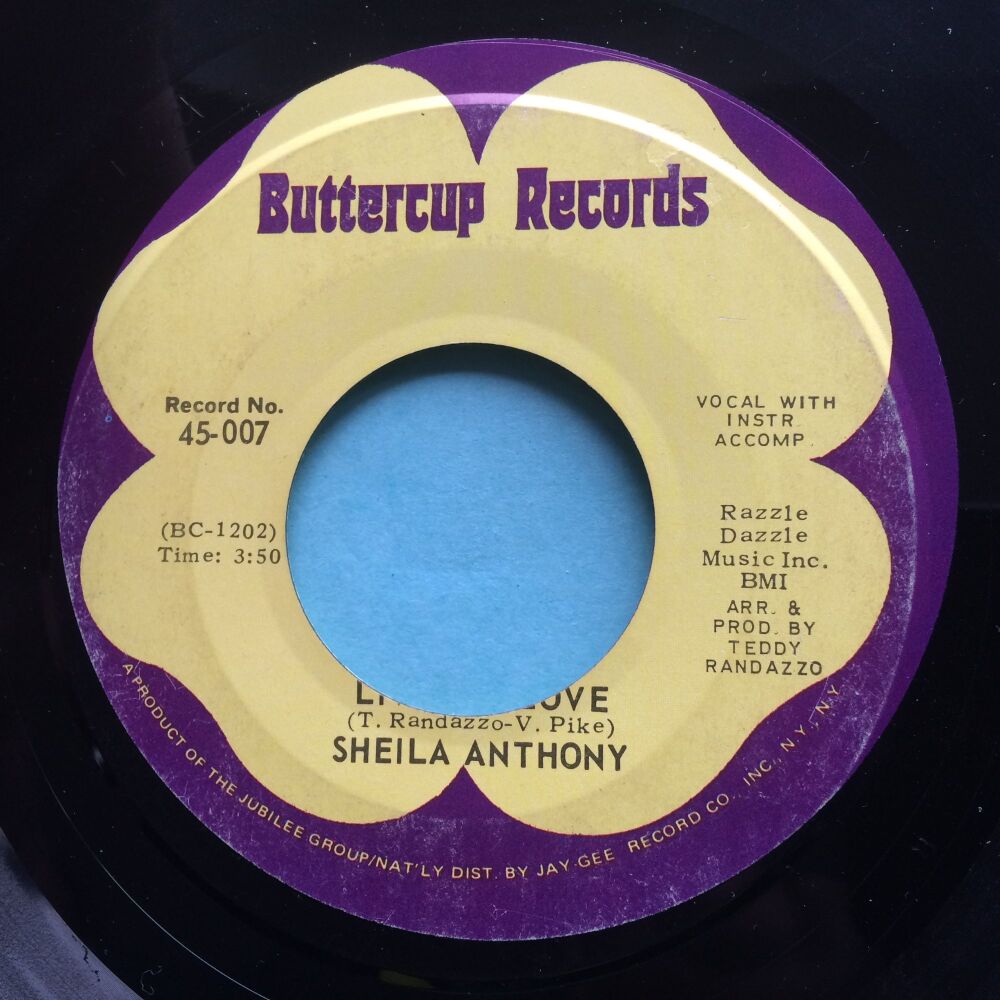 Sheila Anthony - Livin' in love - Buttercup - VG+ (label off centre - not affecting grooves/play)