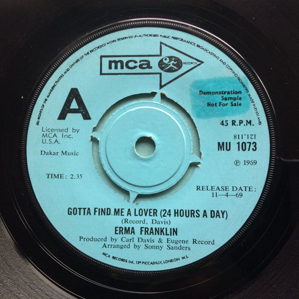 Erma Franklin ‎- Gotta Find Me A Lover (24 Hours A Day) b/w Change My Thoughts From You - U.K. MCA demo - Ex