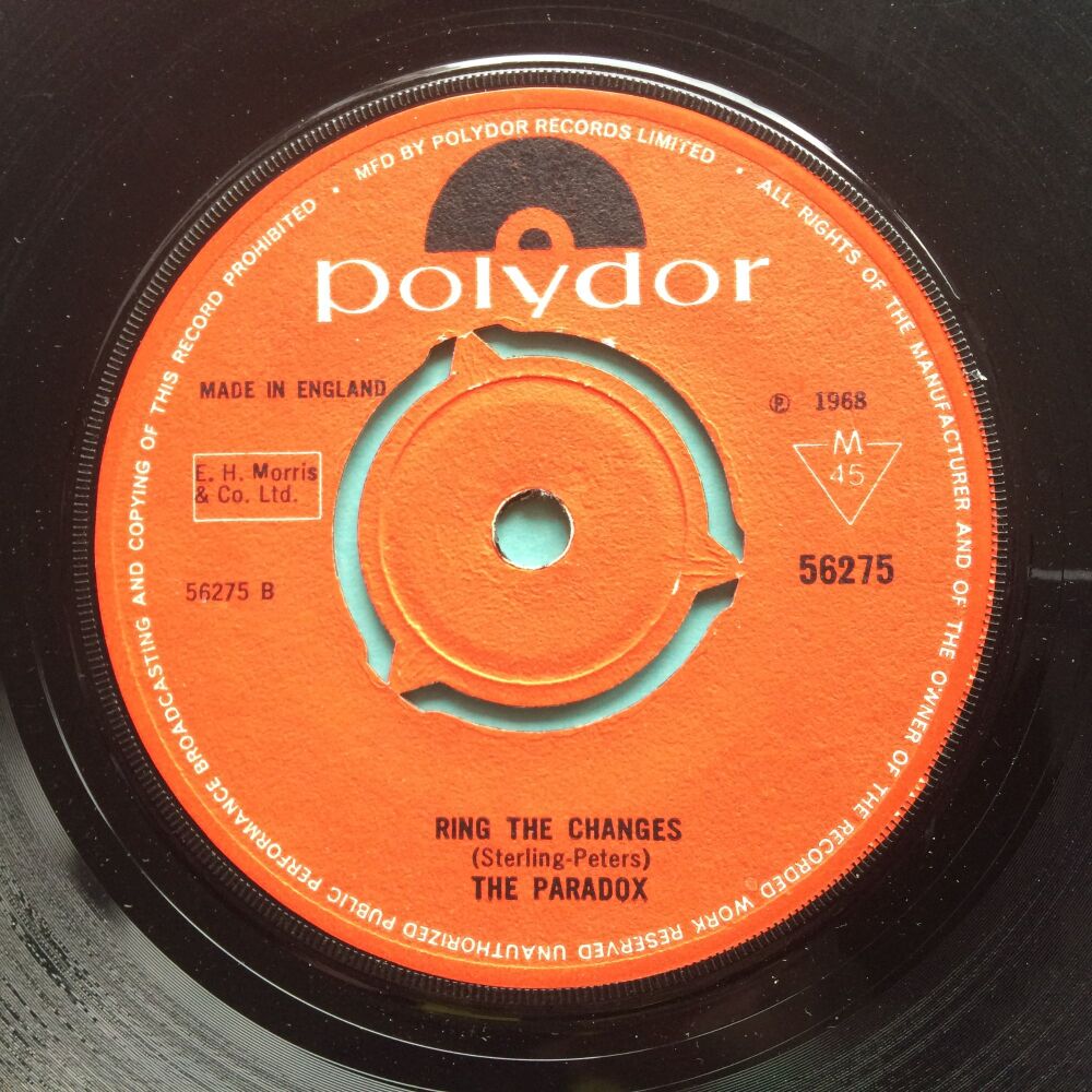 Paradox - Ring the changes b/w The Wednesday Theme - U.K. Polydor (rare STAMPED DEMO....feint A + date stamped on "Wednesday" side) - VG+