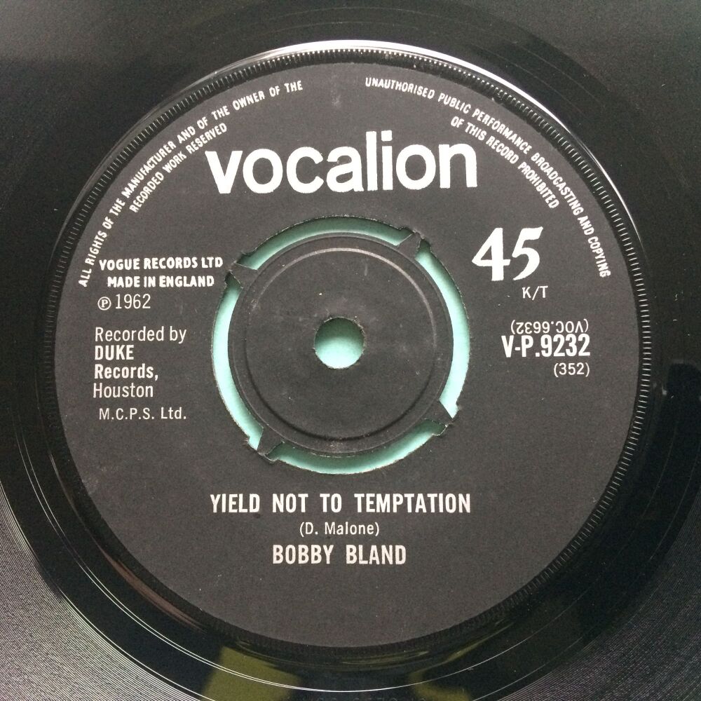 Bobby Bland - Yield not to temptation b/w How does a cheating woman feel - U.K. Vocalion - Ex